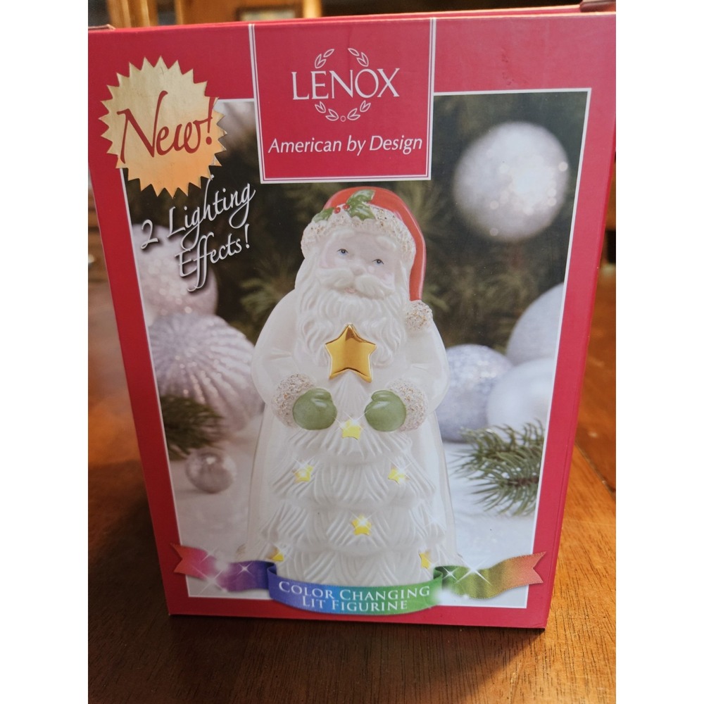 Lenox SEASON'S SPARKLE Color Changing OR Lighted SANTA Figurine 6.75"